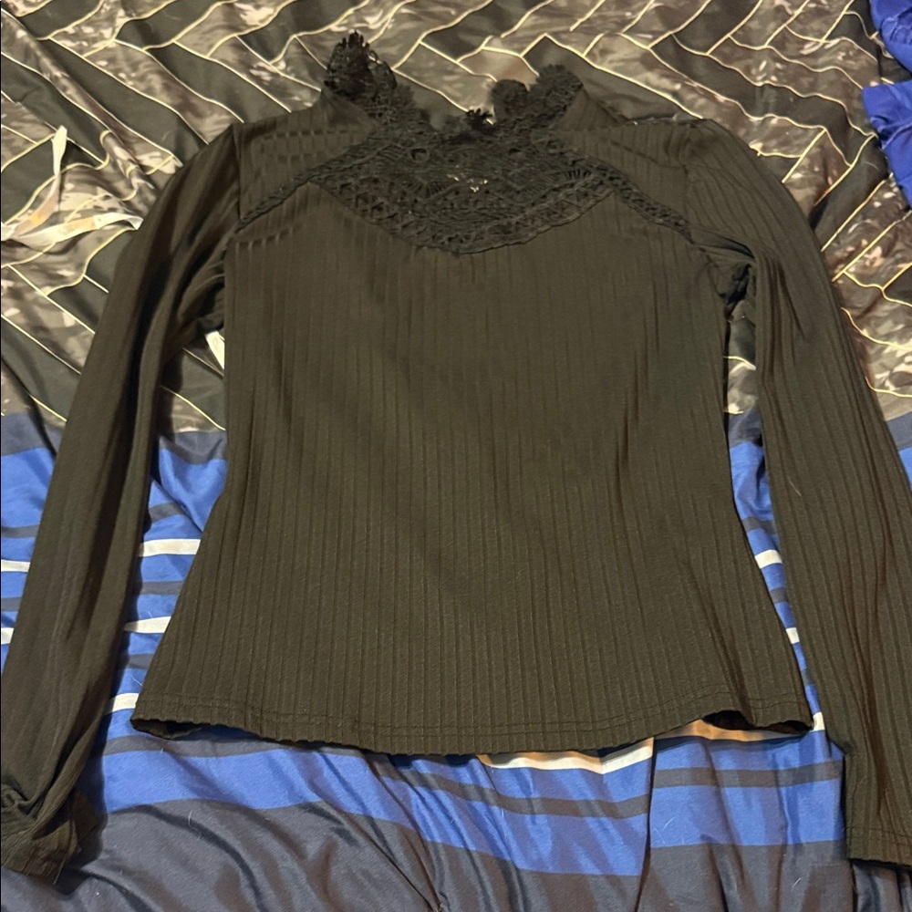 Elegant Black Lace Women's Top